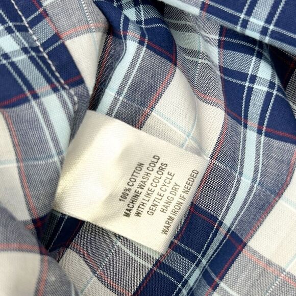 Untuckit Long Sleeve Button Down 100% Cotton Shirt, Size 10, Blue & White Plaid - Picture 6 of 8